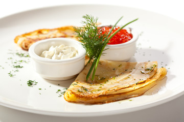 Pancakes with Red Caviar