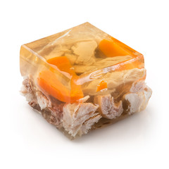Jellied meat. Piece on white background