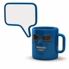 Fun blue mug and speech bubble