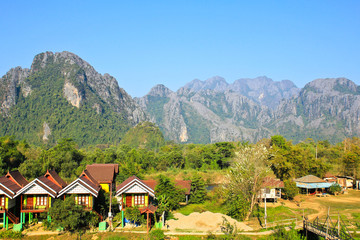 View of Vang Vieng, Laos.