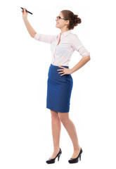 Businesswoman writing with a pen