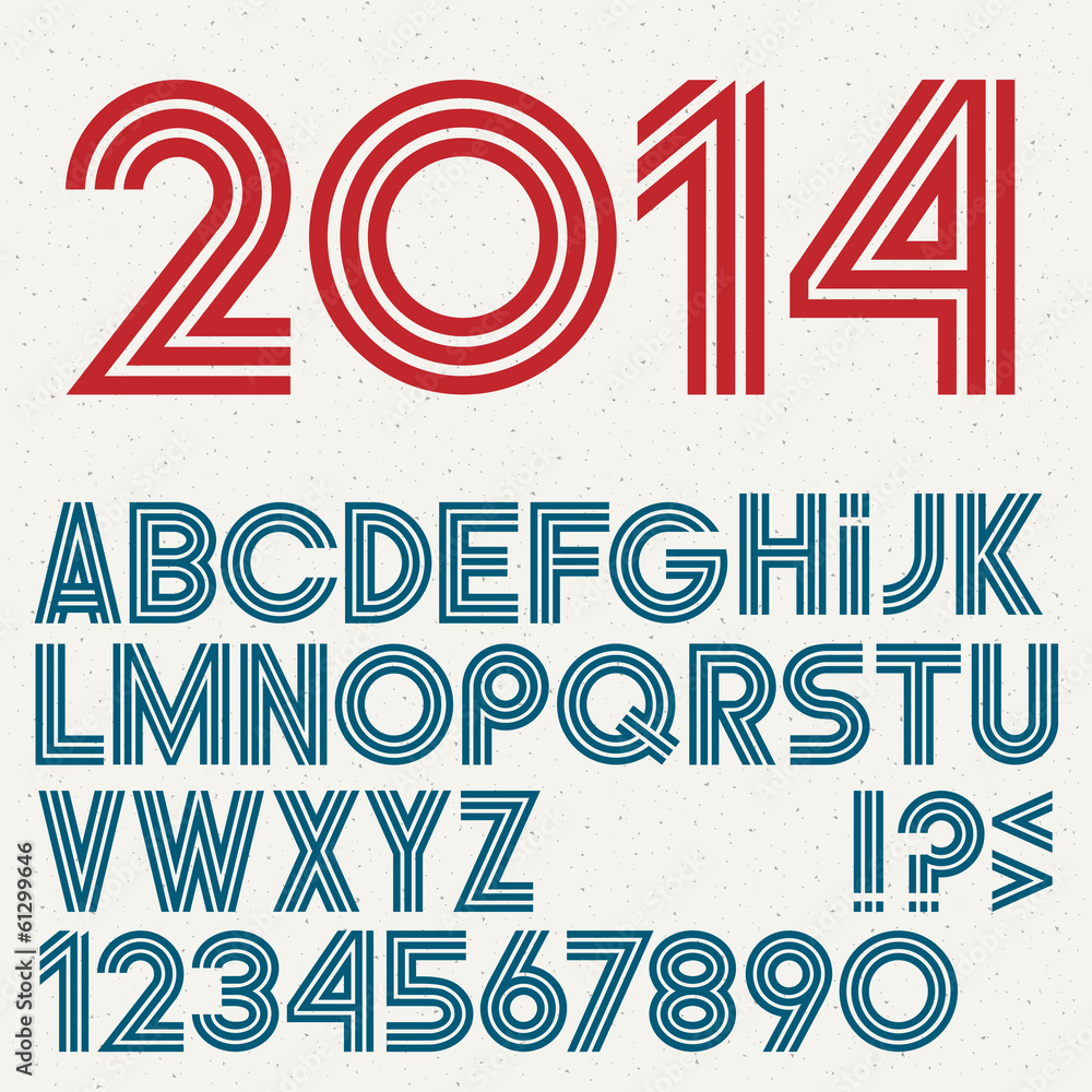 Poster vector font, numbers and punctuation marks