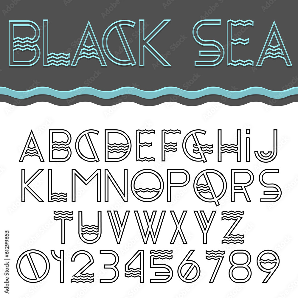 Fototapete vector set of alphabet letters and numbers