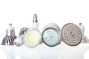 LED lamps on white