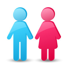 Girl and boy glossy icons