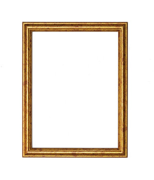Framework in gilded and antiqued wood, white background