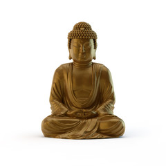 Statue Bouddha, freigestellt auf weissem Hintergrund