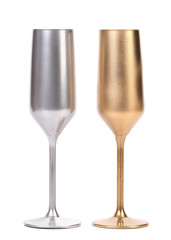 Golden and silver champagne glasses.