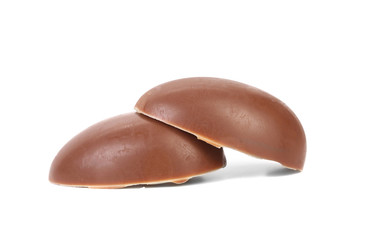 Two halfs of chocolate easter egg.