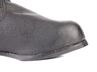 Close up of man boot toe.