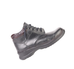 Close up of winter man's boot.