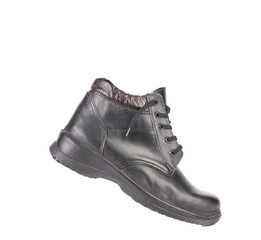 Close up of winter man's boot.