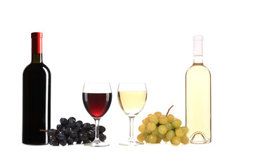 Obraz premium Composition of wine bottle and glass.