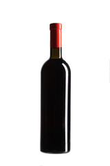 Full red wine bottle.
