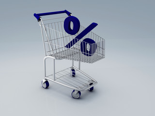 Shopping cart and percent sign