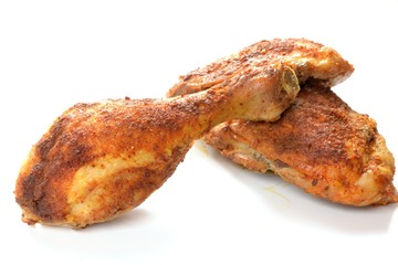 Leg with grilled chicken - obrazy, fototapety, plakaty