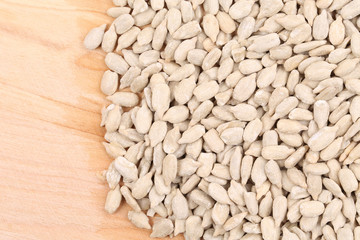 Close up of sunflower seeds.