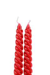 Two red spiral candle.