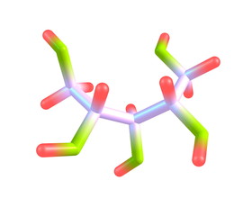 Xylitol molecular structure on white background