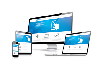 Website coding development with responsive web design concept