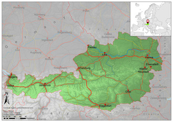 Austria road relief map