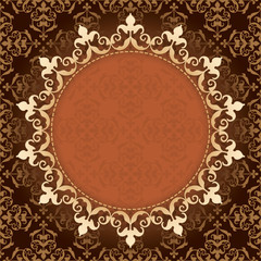 brown vintage vector background with gold frame