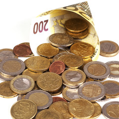 EURO paper money and coins