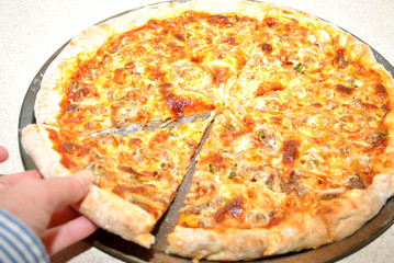 Eating a Cheesy Pizza Pie