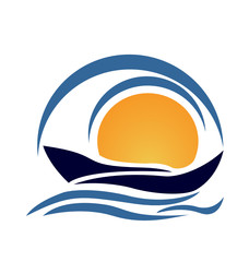 Vector design of boat beach logo