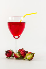 Hibiscus sabdariffa or roselle fruits and roselle juice.