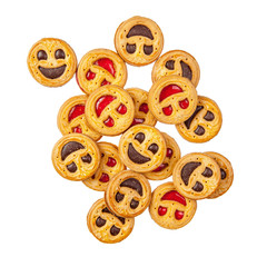 Round cookies with smiles isolated