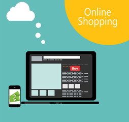 Online Shopping Flat Concept Vector Illustration