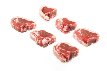lamb chops isolated on a white studio background.