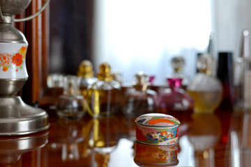 Asian-style jewelry box sitting on a table