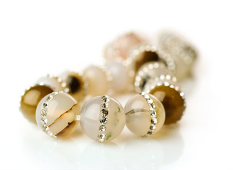 necklace made of agate inlaid rhinestones