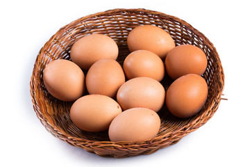 Brown eggs in basket