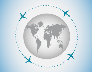 Globe and airplanes