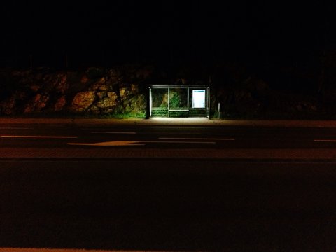 Bus stop in the night