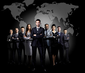 Full-length portrait of group of business people