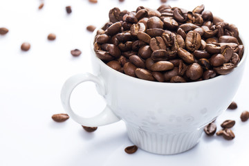 Coffee beans and cups