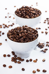 Coffee beans and cups