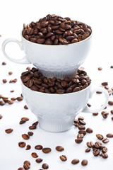 Coffee beans and cups