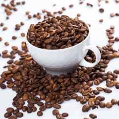 Coffee beans and cups