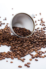 Coffee beans and cups