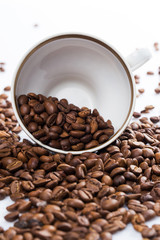 Coffee beans and cups