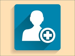 Vector Flat long shadow icon of add friend icon
