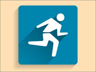 Vector Flat long shadow icon of running man