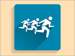 Vector Flat long shadow icon of running mans
