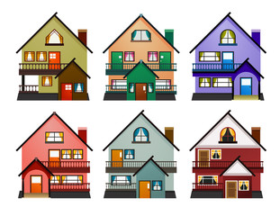 front view of various modern houses