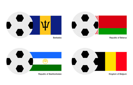 Soccer Ball with Barbados, Belarus,  Belgium Flag